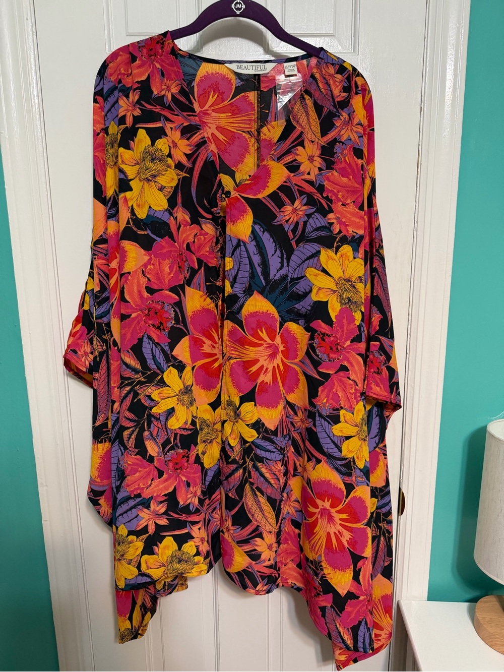 Beautiful by Lawrence Zarian Floral Topper Kimono Blouse Size XLP / 1XP NWT, $28